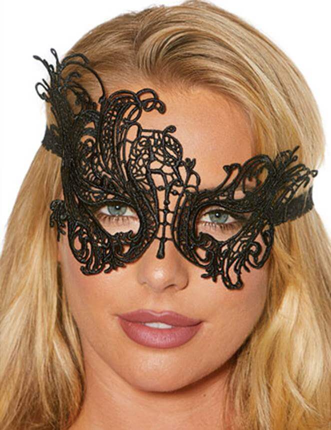 Tethered Black Lace Eye Mask