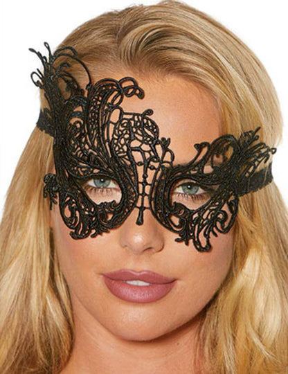 Tethered Black Lace Eye Mask
