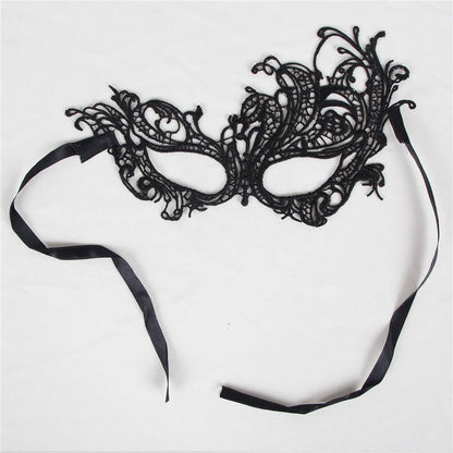 Tethered Black Lace Eye Mask