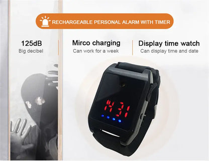 Watch This! Personal Self Defence SOS Watch Alarm with Time Display