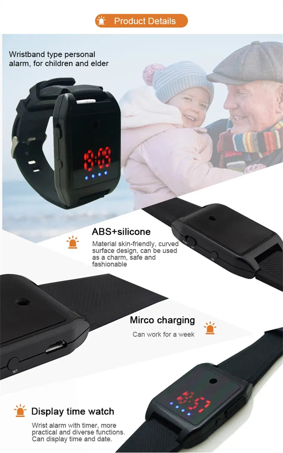 Watch This! Personal Self Defence SOS Watch Alarm with Time Display