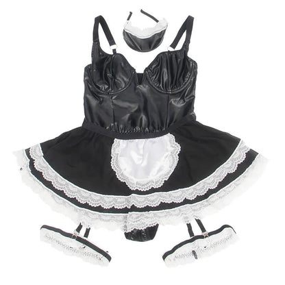 PU Leather Maid Costume